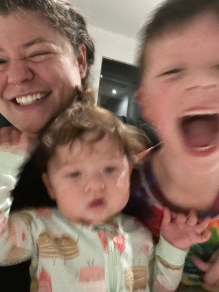 Alexandra Fisher laughing with her children
